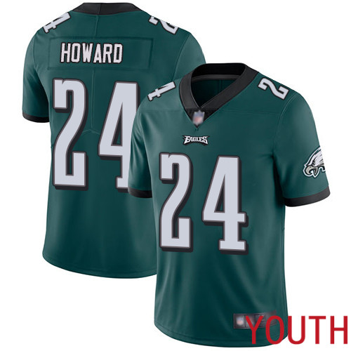Youth Philadelphia Eagles #24 Jordan Howard Midnight Green Team Color Vapor Untouchable NFL Jersey Limited